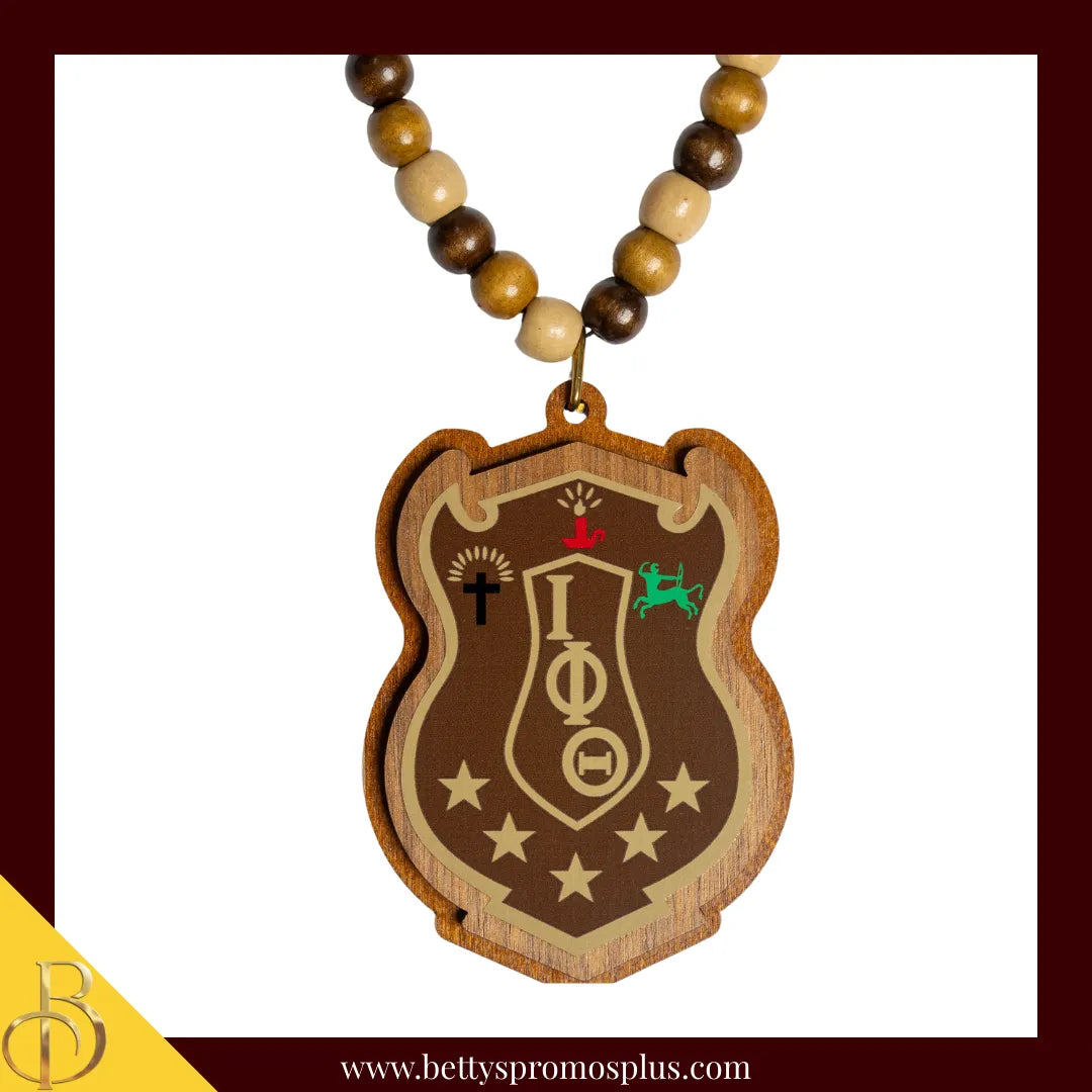 Iota Phi Theta ΙΦΘ Beaded Tiki Necklace with Raised Crest-Iota Phi Theta Paraphernalia-Iota Phi Theta Tiki Necklace-Betty's Promos Plus
