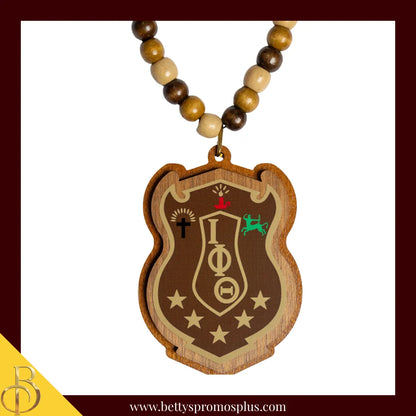 Iota Phi Theta ΙΦΘ Beaded Tiki Necklace with Raised Crest-Iota Phi Theta Paraphernalia-Iota Phi Theta Tiki Necklace-Betty's Promos Plus