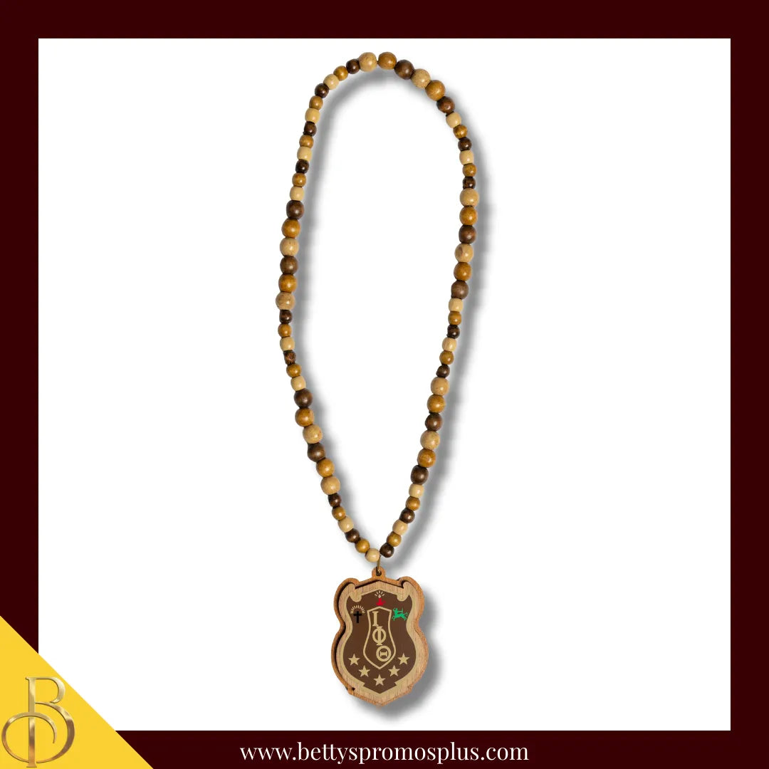 Iota Phi Theta ΙΦΘ Beaded Tiki Necklace with Raised Crest-Iota Phi Theta Paraphernalia-Iota Phi Theta Tiki Necklace-Betty's Promos Plus