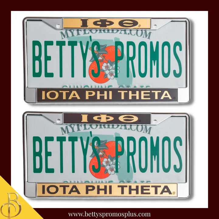 Iota Phi Theta ΙΦΘ Chrome Laser Engraved Mirrored Acrylic License Plate Frame