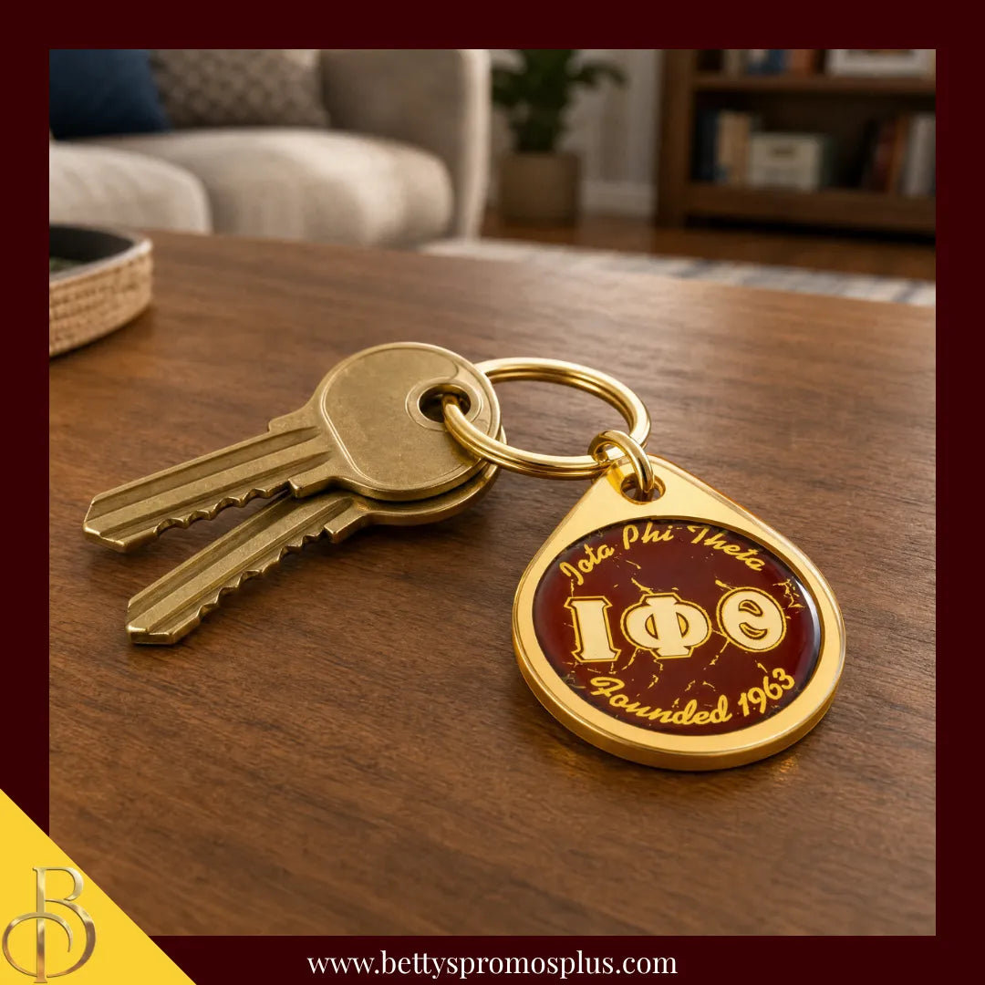 Iota Phi Theta ΙΦΘ Circular Acrylic Keychain with Shield or Greek Letters-Iota Phi Theta Paraphernalia-Iota Phi Theta Keychain-Betty's Promos Plus