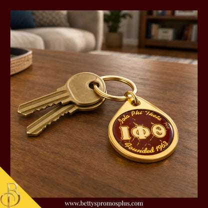 Iota Phi Theta ΙΦΘ Circular Acrylic Keychain with Shield or Greek Letters-Iota Phi Theta Paraphernalia-Iota Phi Theta Keychain-Betty's Promos Plus