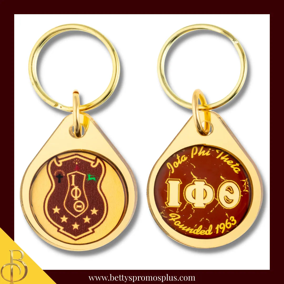 Iota Phi Theta ΙΦΘ Circular Acrylic Keychain with Shield or Greek Letters-Iota Phi Theta Paraphernalia-Iota Phi Theta Keychain-Betty's Promos Plus