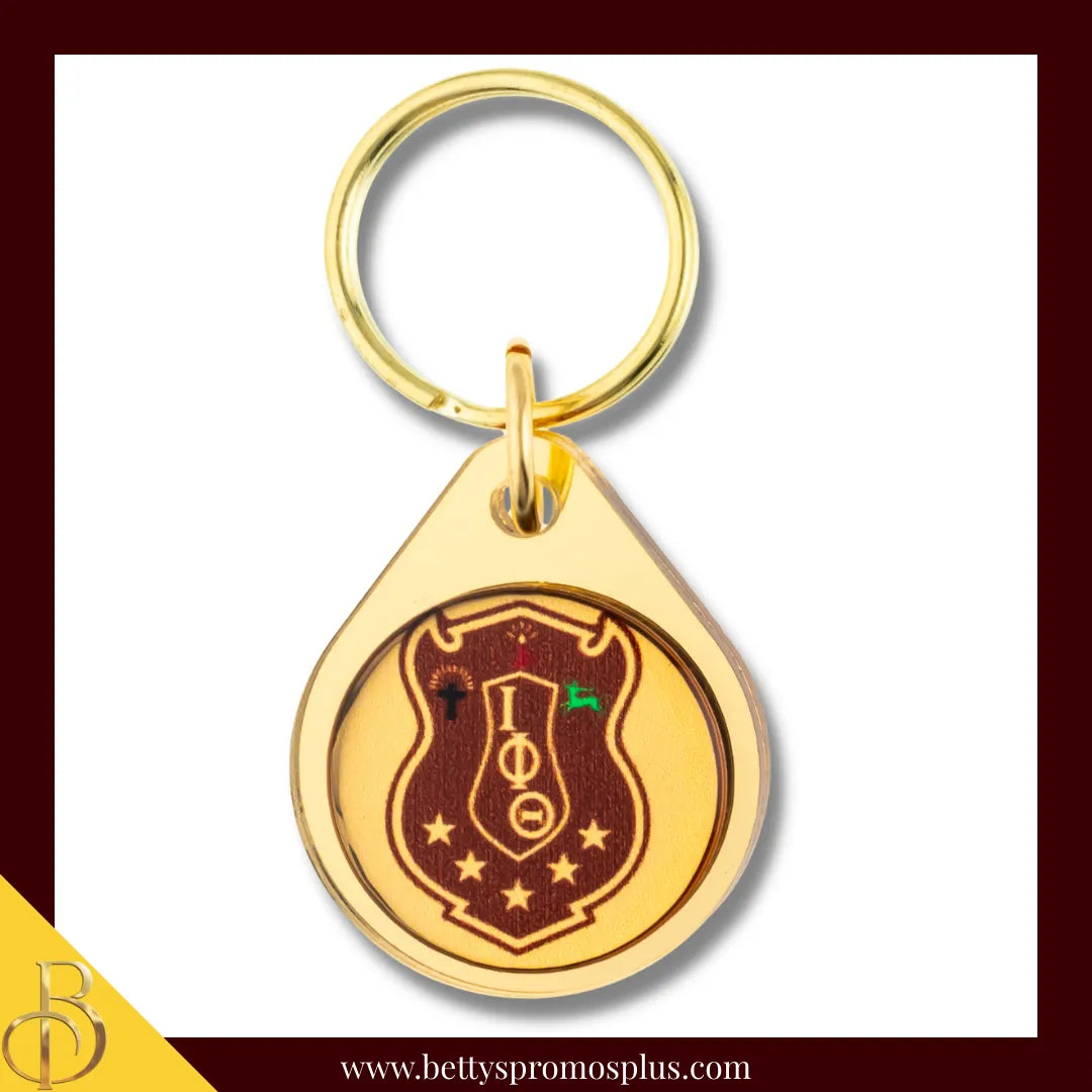 Iota Phi Theta ΙΦΘ Circular Acrylic Keychain with Shield or Greek Letters-Shield-Iota Phi Theta Paraphernalia-Iota Phi Theta Keychain-Betty's Promos Plus