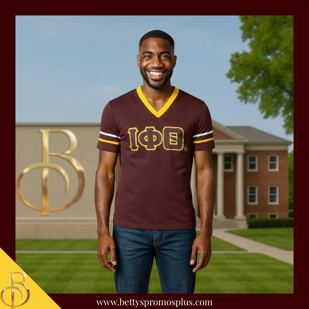 Iota Phi Theta ΙΦΘ Double Stitched Appliqué Embroidered Jersey T-Shirt-Iota Phi Theta Paraphernalia-Iota Phi Theta T-Shirts-Betty's Promos Plus