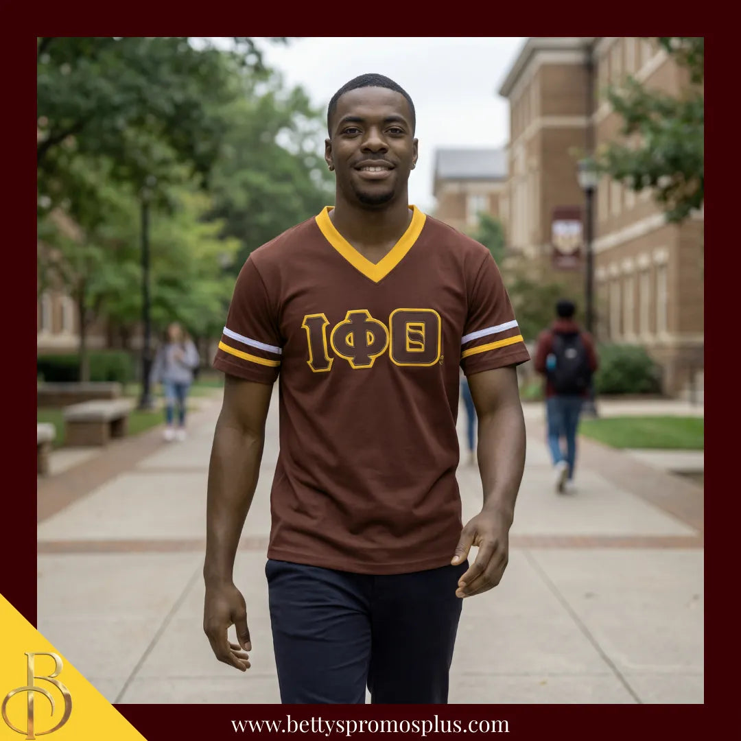 Iota Phi Theta ΙΦΘ Double Stitched Appliqué Embroidered Jersey T-Shirt-Iota Phi Theta Paraphernalia-Iota Phi Theta T-Shirts-Betty's Promos Plus