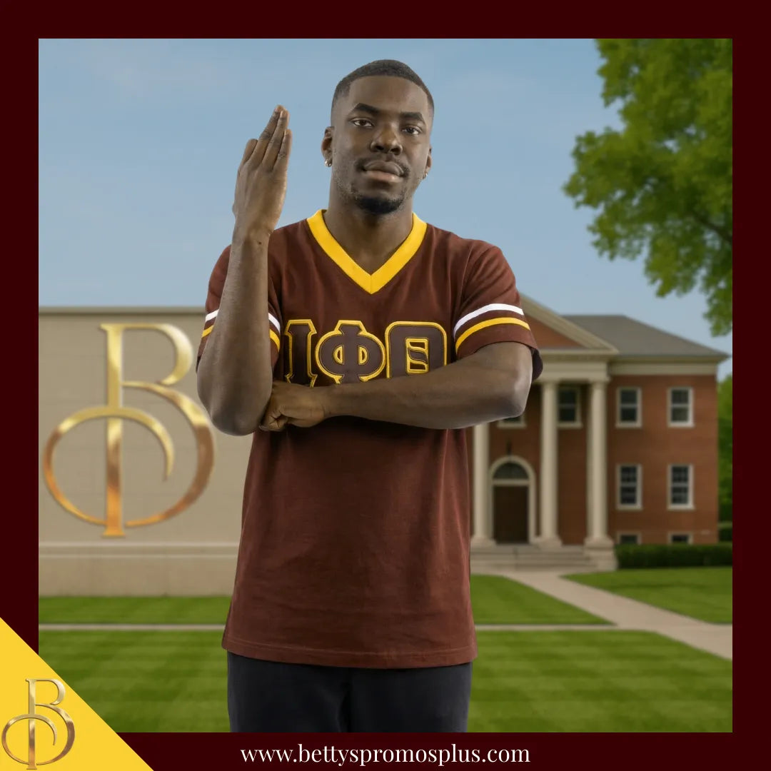 Iota Phi Theta ΙΦΘ Double Stitched Appliqué Embroidered Jersey T-Shirt-Iota Phi Theta Paraphernalia-Iota Phi Theta T-Shirts-Betty's Promos Plus