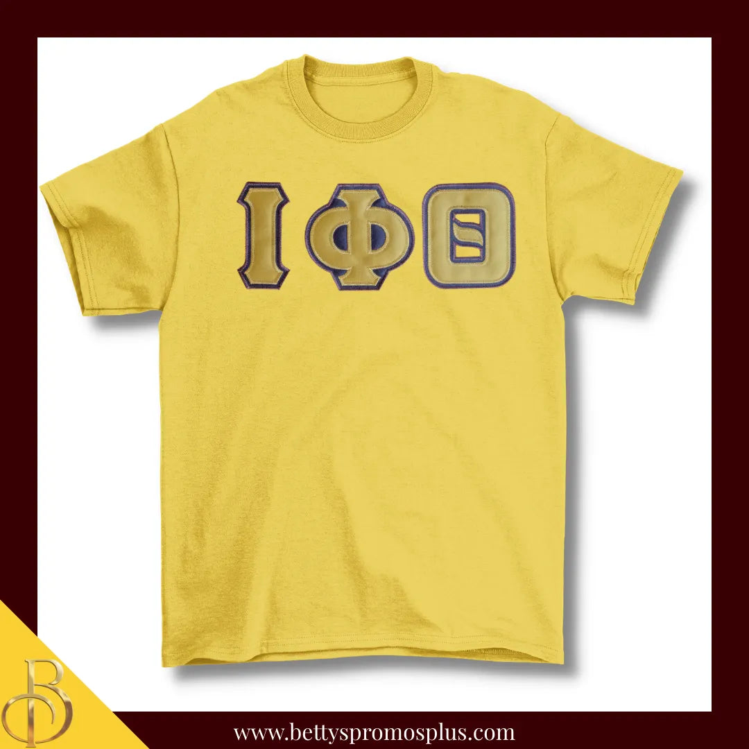 Iota Phi Theta ΙΦΘ Double Stitched Appliqué Embroidered Line T-Shirt-Gold-Small-Iota Phi Theta Paraphernalia-Iota Phi Theta T-Shirts-Betty's Promos Plus