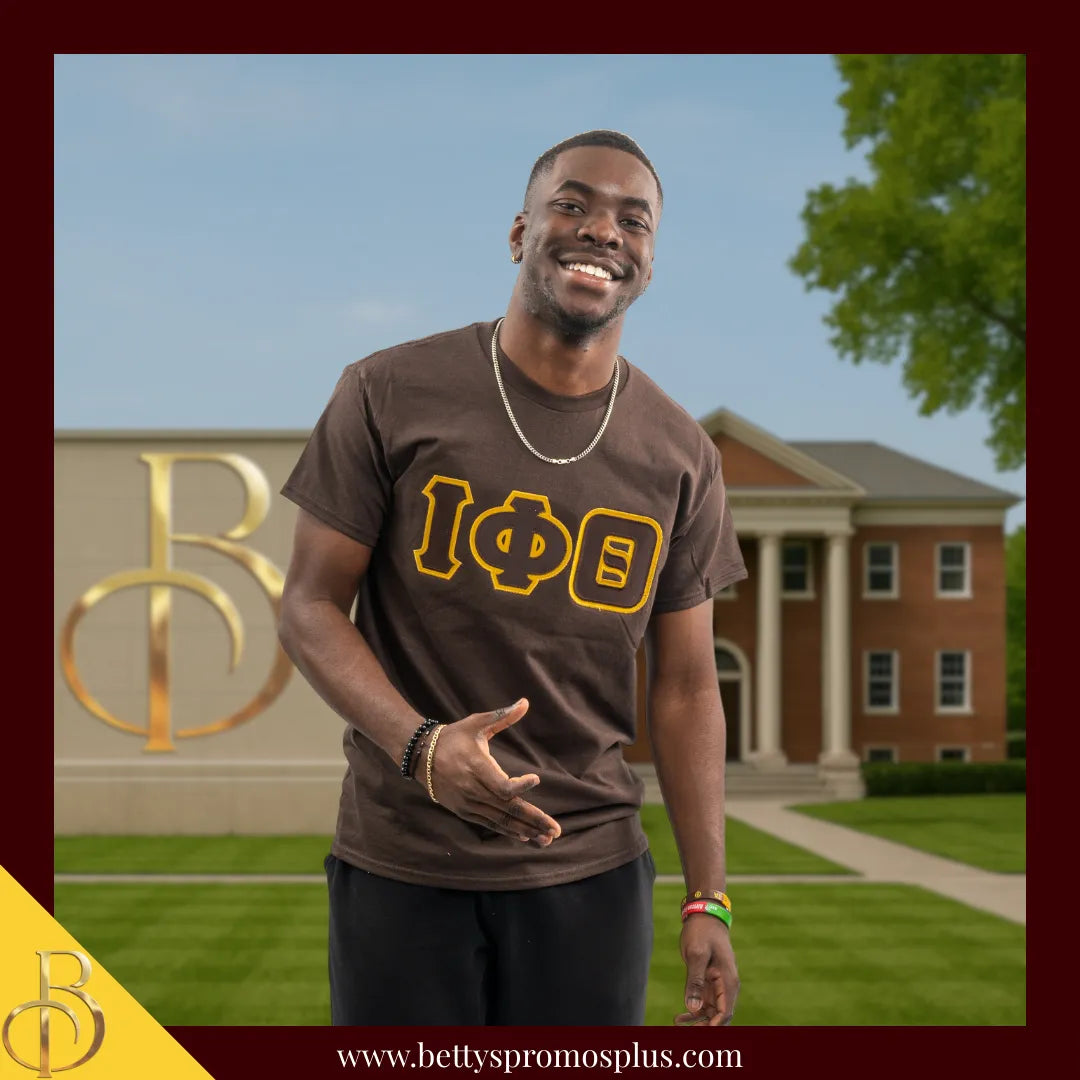 Iota Phi Theta ΙΦΘ Double Stitched Appliqué Embroidered Line T-Shirt-Iota Phi Theta Paraphernalia-Iota Phi Theta T-Shirts-Betty's Promos Plus
