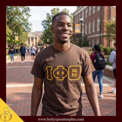 Iota Phi Theta ΙΦΘ Double Stitched Appliqué Embroidered Line T-Shirt-Iota Phi Theta Paraphernalia-Iota Phi Theta T-Shirts-Betty's Promos Plus