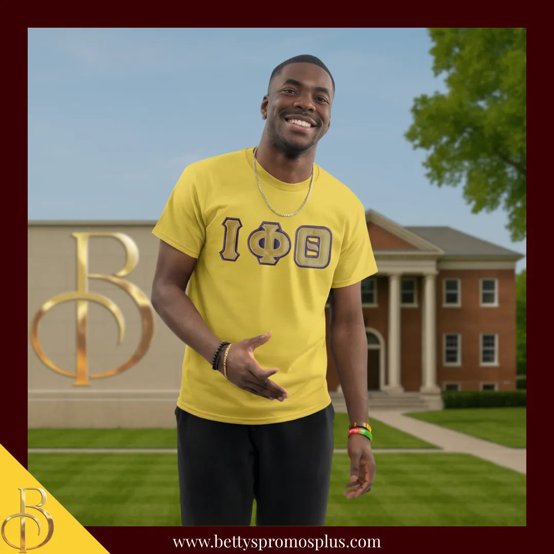 Iota Phi Theta ΙΦΘ Double Stitched Appliqué Embroidered Line T-Shirt-Iota Phi Theta Paraphernalia-Iota Phi Theta T-Shirts-Betty's Promos Plus