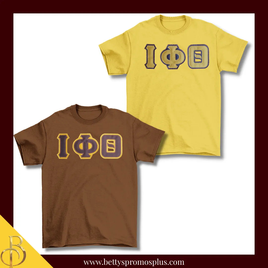 Iota Phi Theta ΙΦΘ Double Stitched Appliqué Embroidered Line T-Shirt-Iota Phi Theta Paraphernalia-Iota Phi Theta T-Shirts-Betty's Promos Plus