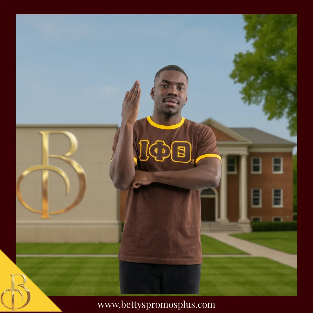 Iota Phi Theta ΙΦΘ Double Stitched Embroidered Ringer T-Shirt-Iota Phi Theta Paraphernalia-Iota Phi Theta T-Shirts-Betty's Promos Plus