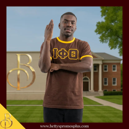 Iota Phi Theta ΙΦΘ Double Stitched Embroidered Ringer T-Shirt-Iota Phi Theta Paraphernalia-Iota Phi Theta T-Shirts-Betty's Promos Plus