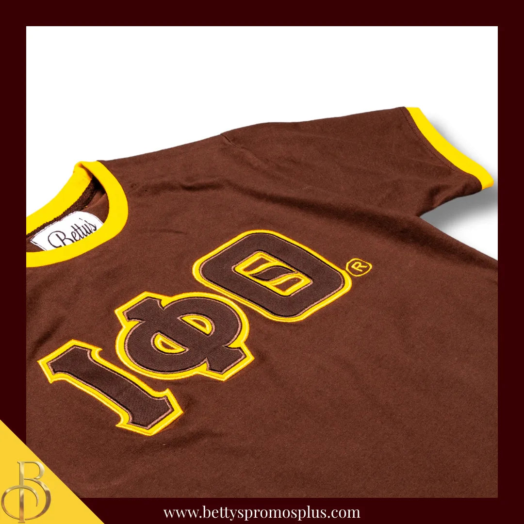 Iota Phi Theta ΙΦΘ Double Stitched Embroidered Ringer T-Shirt-Iota Phi Theta Paraphernalia-Iota Phi Theta T-Shirts-Betty's Promos Plus