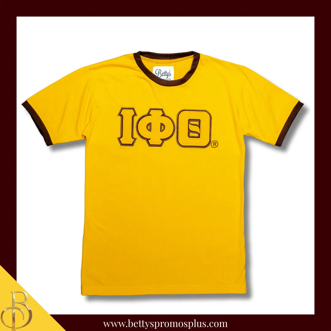 Iota Phi Theta ΙΦΘ Double Stitched Embroidered Ringer T-Shirt-Iota Phi Theta Paraphernalia-Iota Phi Theta T-Shirts-Betty's Promos Plus