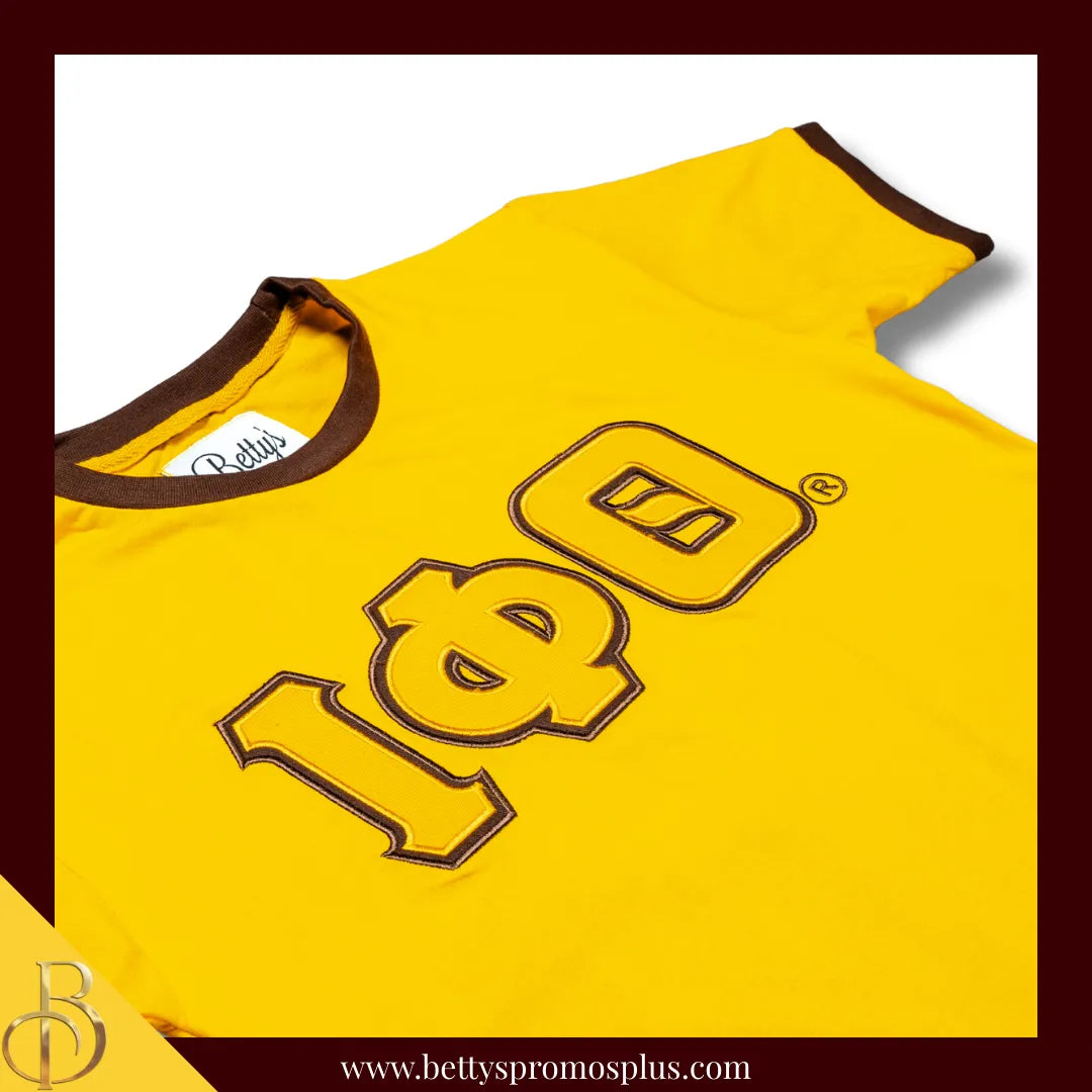 Iota Phi Theta ΙΦΘ Double Stitched Embroidered Ringer T-Shirt-Iota Phi Theta Paraphernalia-Iota Phi Theta T-Shirts-Betty's Promos Plus