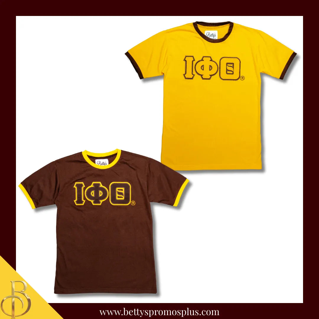 Iota Phi Theta ΙΦΘ Double Stitched Embroidered Ringer T-Shirt-Iota Phi Theta Paraphernalia-Iota Phi Theta T-Shirts-Betty's Promos Plus