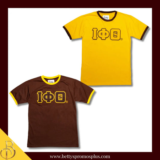 Iota Phi Theta ΙΦΘ Double Stitched Embroidered Ringer T-Shirt-Iota Phi Theta Paraphernalia-Iota Phi Theta T-Shirts-Betty's Promos Plus
