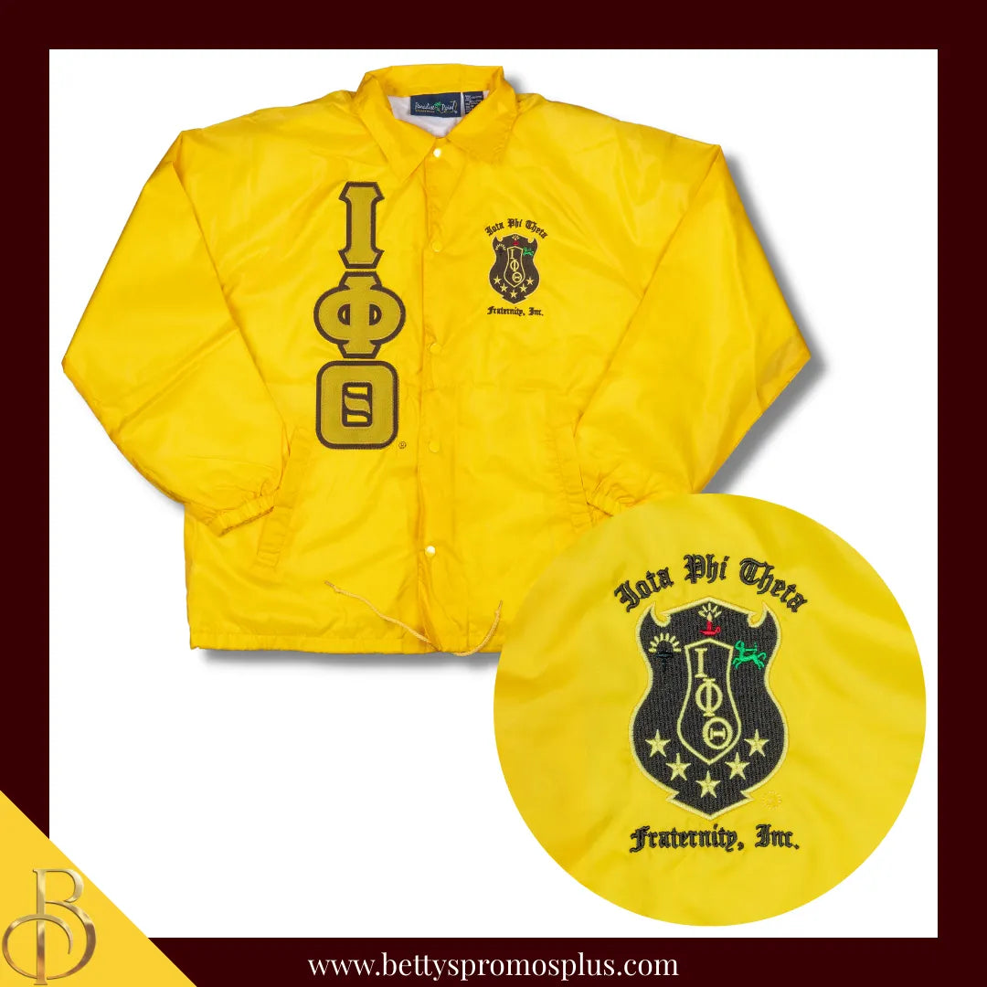 Iota Phi Theta ΙΦΘ Double-Stitched Embroidered Windbreaker Line Jacket-Gold-Small-Iota Phi Theta Paraphernalia-Iota Phi Theta Line Jacket-Betty's Promos Plus