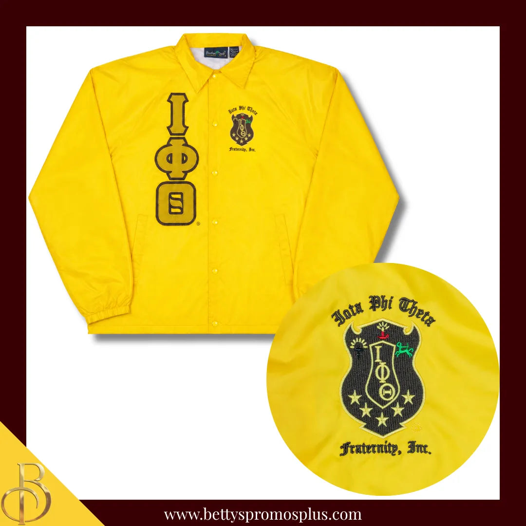 Iota Phi Theta ΙΦΘ Double-Stitched Embroidered Windbreaker Line Jacket-Gold-Small-Iota Phi Theta Paraphernalia-Iota Phi Theta Line Jacket-Betty's Promos Plus