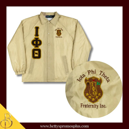 Iota Phi Theta ΙΦΘ Double-Stitched Embroidered Windbreaker Line Jacket-Khaki-Small-Iota Phi Theta Paraphernalia-Iota Phi Theta Line Jacket-Betty's Promos Plus