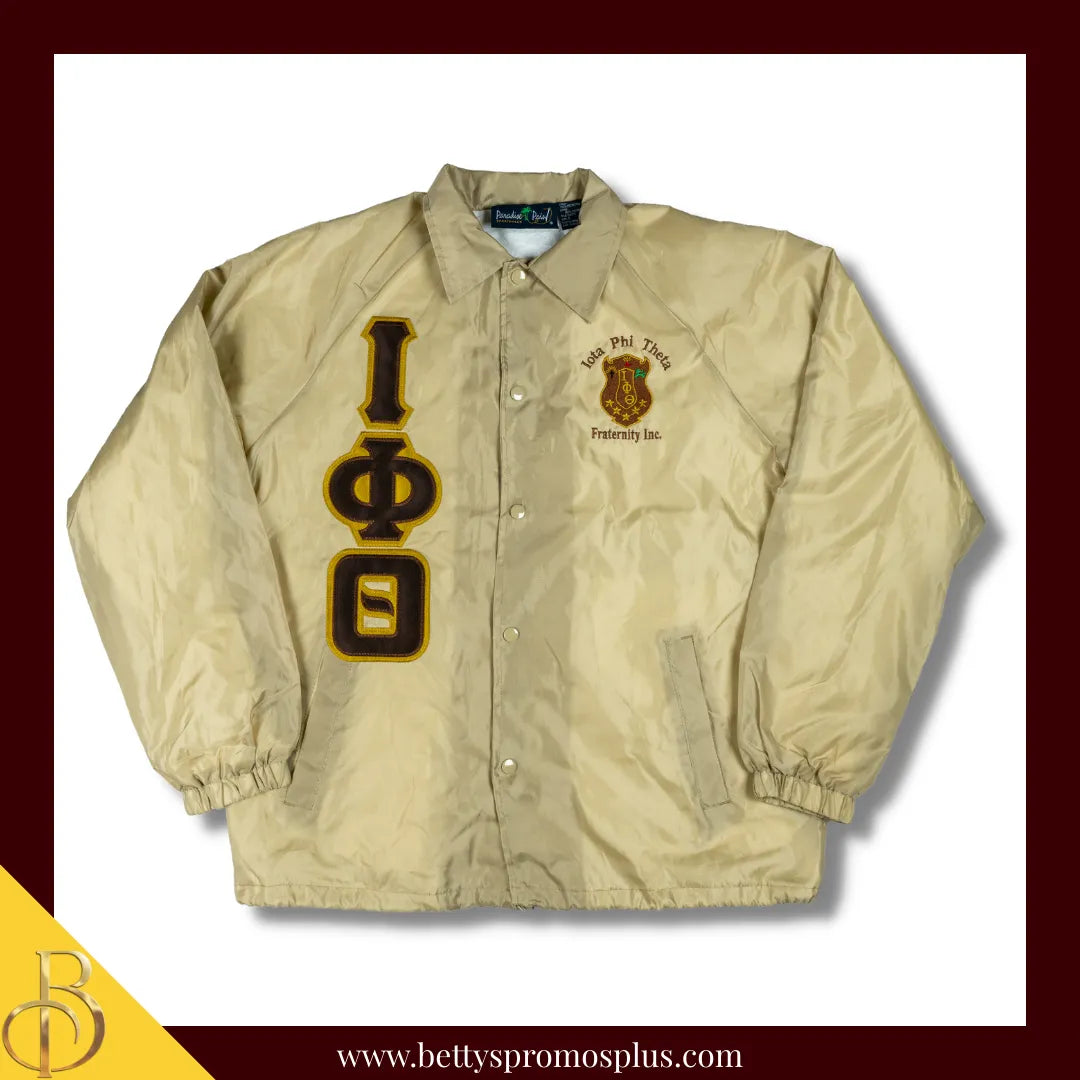 Iota Phi Theta ΙΦΘ Double-Stitched Embroidered Windbreaker Line Jacket-Khaki-Small-Iota Phi Theta Paraphernalia-Iota Phi Theta Line Jacket-Betty's Promos Plus