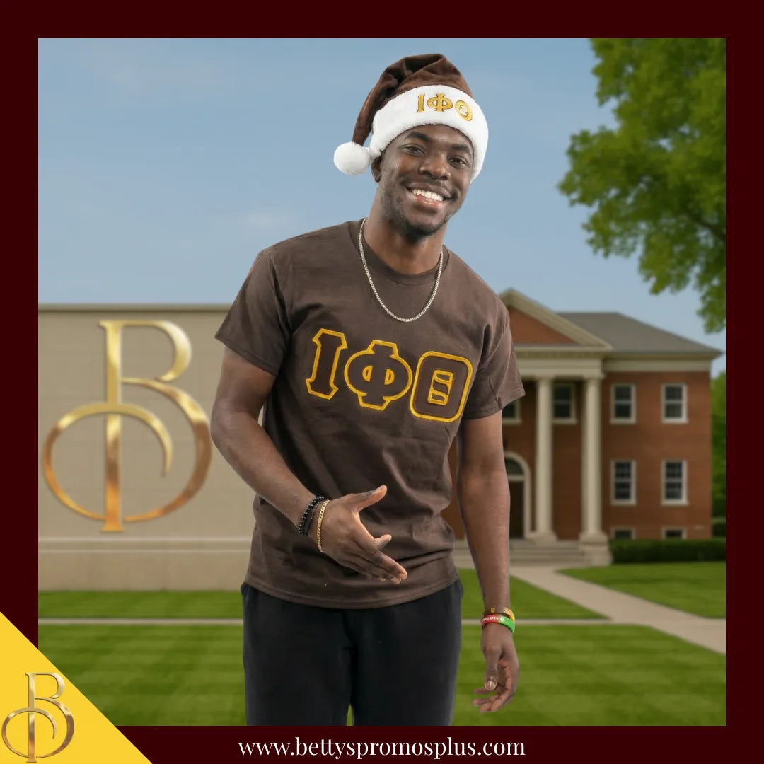 Iota Phi Theta ΙΦΘ Embroidered Greek Letters Deluxe Santa Hat-Iota Phi Theta Paraphernalia-Iota Phi Theta Hats-Betty's Promos Plus