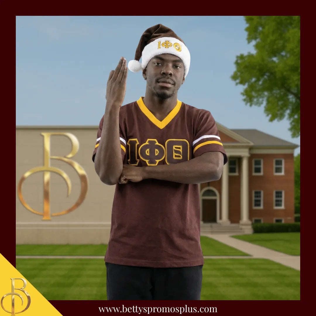 Iota Phi Theta ΙΦΘ Embroidered Greek Letters Deluxe Santa Hat-Iota Phi Theta Paraphernalia-Iota Phi Theta Hats-Betty's Promos Plus