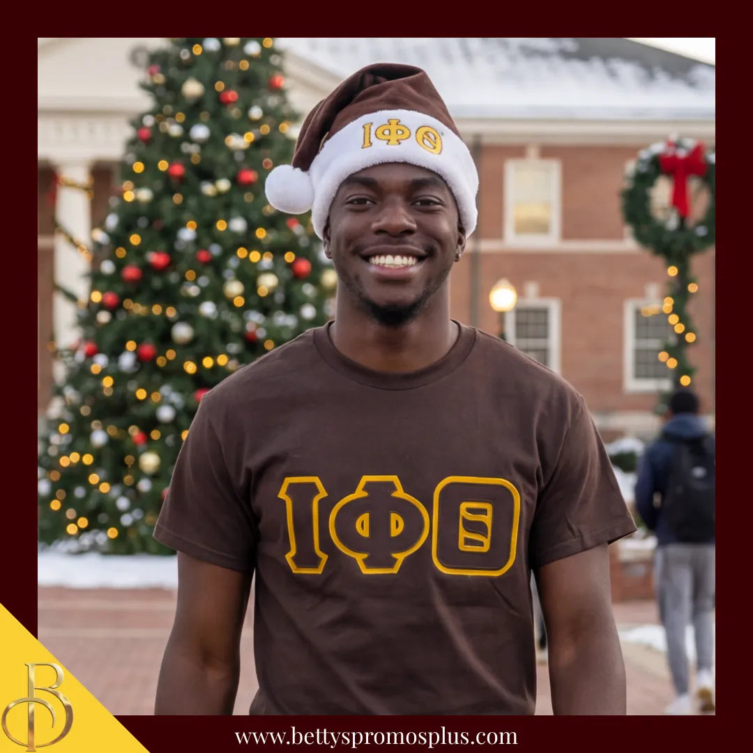 Iota Phi Theta ΙΦΘ Embroidered Greek Letters Deluxe Santa Hat-Iota Phi Theta Paraphernalia-Iota Phi Theta Hats-Betty's Promos Plus