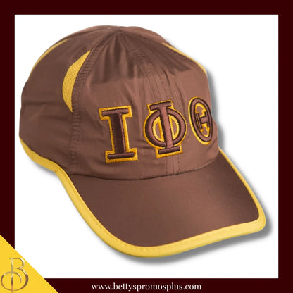 Iota Phi Theta ΙΦΘ Embroidered Greek Letters Featherlight Moisture Wicking Hat-Brown-Iota Phi Theta Paraphernalia-Iota Phi Theta Hats-Betty's Promos Plus