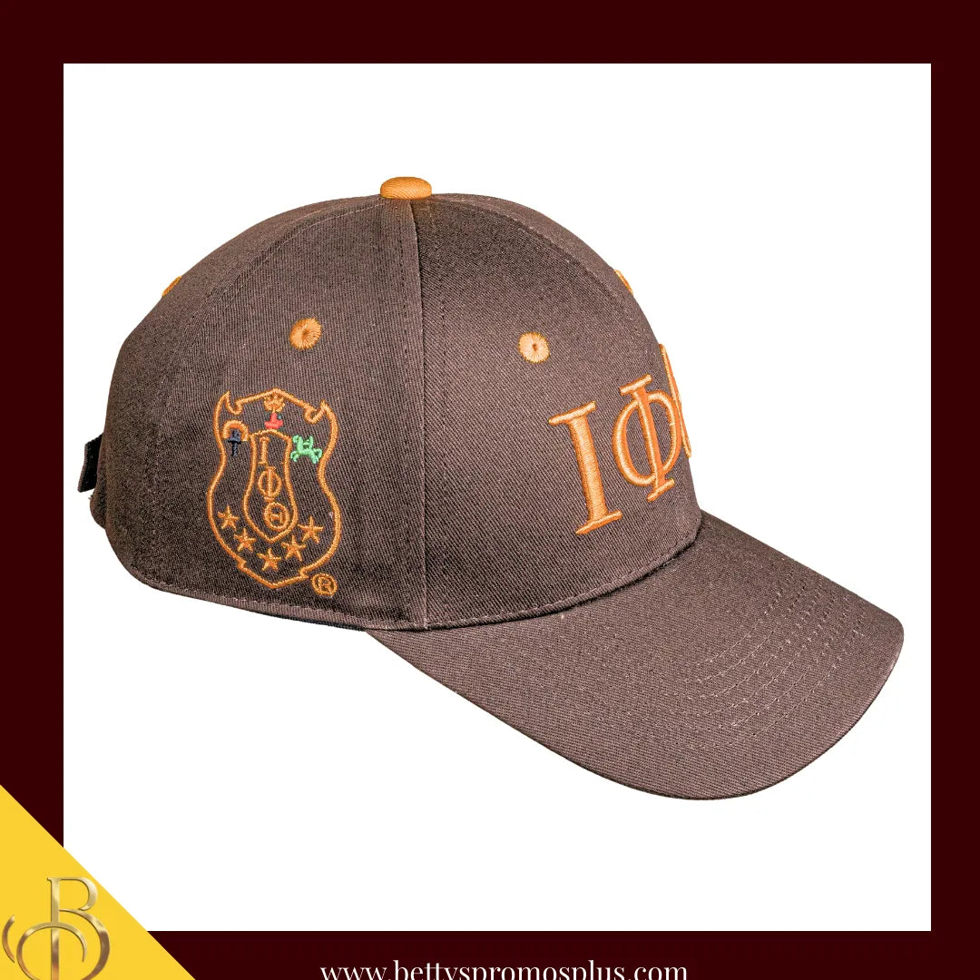 Iota Phi Theta ΙΦΘ Embroidered Shield Baseball Cap-Brown-Iota Phi Theta Paraphernalia-Iota Phi Theta Hats-Betty's Promos Plus