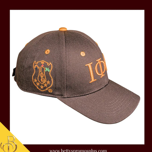 Iota Phi Theta ΙΦΘ Embroidered Shield Baseball Cap-Brown-Iota Phi Theta Paraphernalia-Iota Phi Theta Hats-Betty's Promos Plus