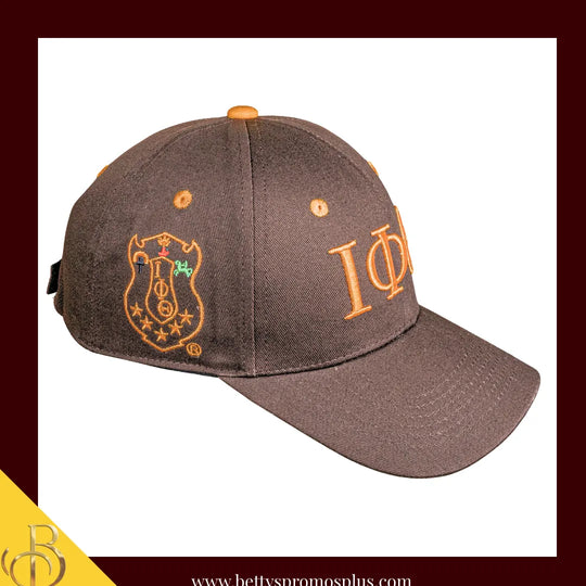 Iota Phi Theta ΙΦΘ Embroidered Shield Baseball Cap-Brown-Iota Phi Theta Paraphernalia-Iota Phi Theta Hats-Betty's Promos Plus