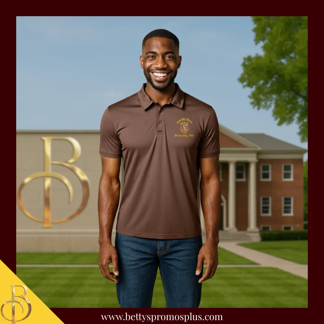 Iota Phi Theta ΙΦΘ Embroidered Shield Polo Shirt-Iota Phi Theta Paraphernalia-Iota Phi Theta Polo Shirt-Betty's Promos Plus