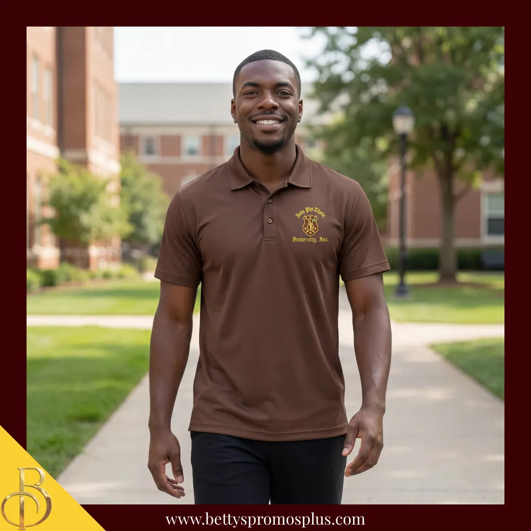 Iota Phi Theta ΙΦΘ Embroidered Shield Polo Shirt-Iota Phi Theta Paraphernalia-Iota Phi Theta Polo Shirt-Betty's Promos Plus