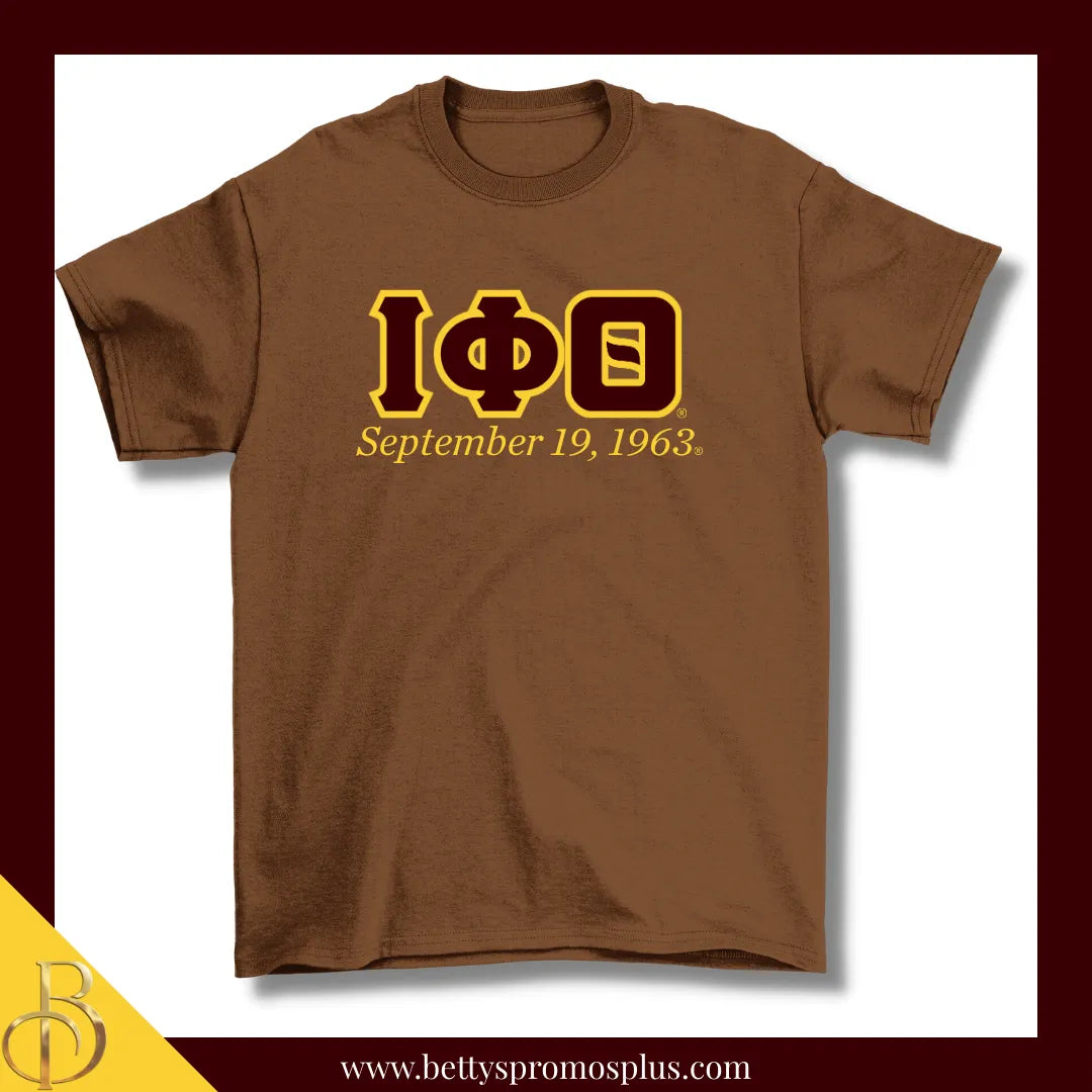 Iota Phi Theta ΙΦΘ Founding Date Screen Printed T-Shirt-Brown-Small-Iota Phi Theta Paraphernalia-Iota Phi Theta T-Shirts-Betty's Promos Plus
