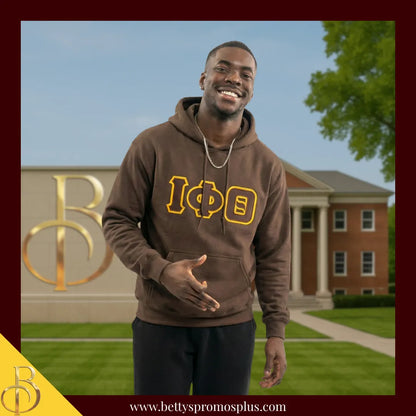 Iota Phi Theta ΙΦΘ Greek Letter Double-Stitched Embroidered Hoodie-Iota Phi Theta Paraphernalia-Iota Phi Theta Hoodie-Betty's Promos Plus
