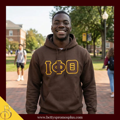 Iota Phi Theta ΙΦΘ Greek Letter Double-Stitched Embroidered Hoodie-Iota Phi Theta Paraphernalia-Iota Phi Theta Hoodie-Betty's Promos Plus