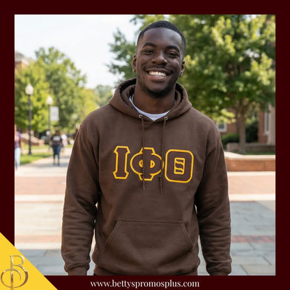 Iota Phi Theta ΙΦΘ Greek Letter Double-Stitched Embroidered Hoodie-Iota Phi Theta Paraphernalia-Iota Phi Theta Hoodie-Betty's Promos Plus