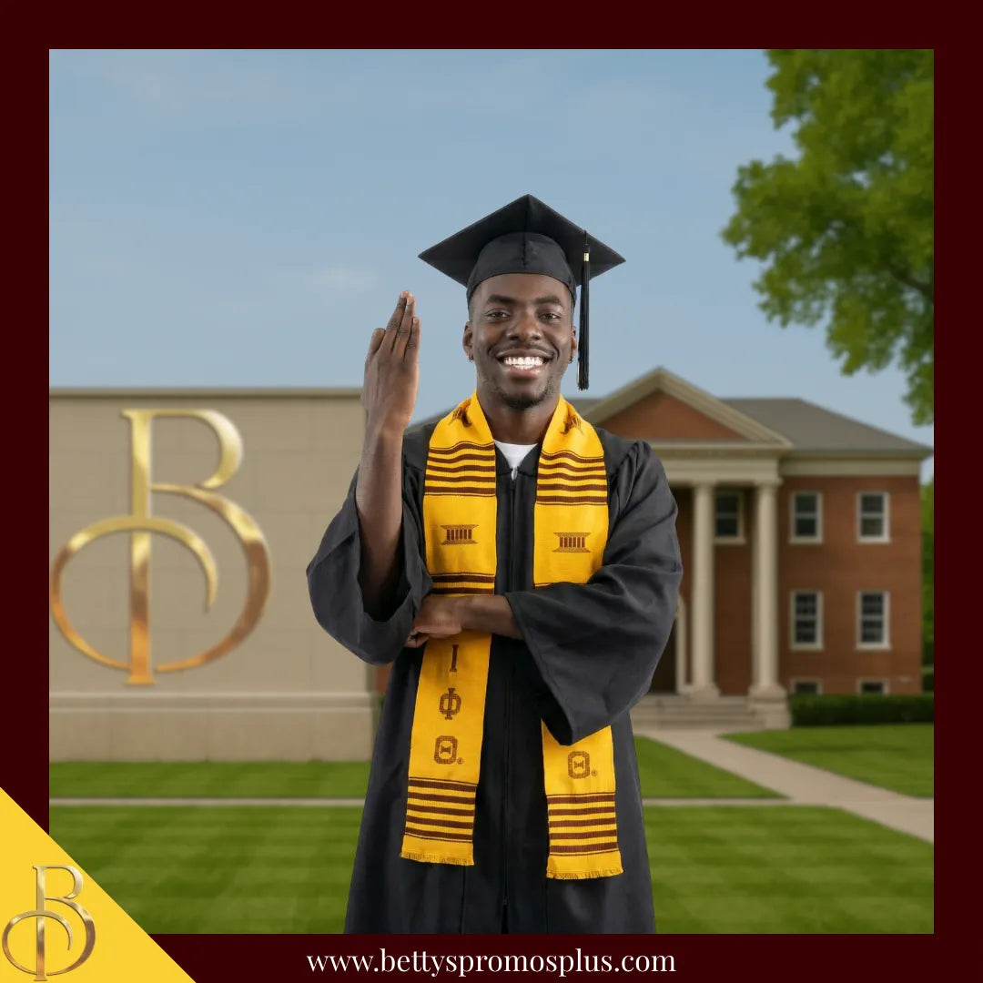 Iota Phi Theta ΙΦΘ Greek Letters Kente Cloth Graduation Stole-Iota Phi Theta Paraphernalia-Iota Phi Theta Graduation Stole-Betty's Promos Plus