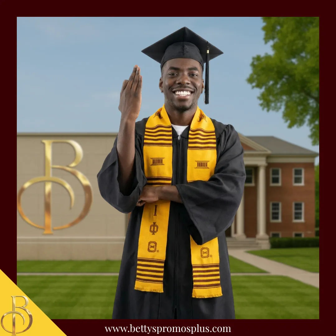 Iota Phi Theta ΙΦΘ Greek Letters Kente Cloth Graduation Stole-Iota Phi Theta Paraphernalia-Iota Phi Theta Graduation Stole-Betty's Promos Plus