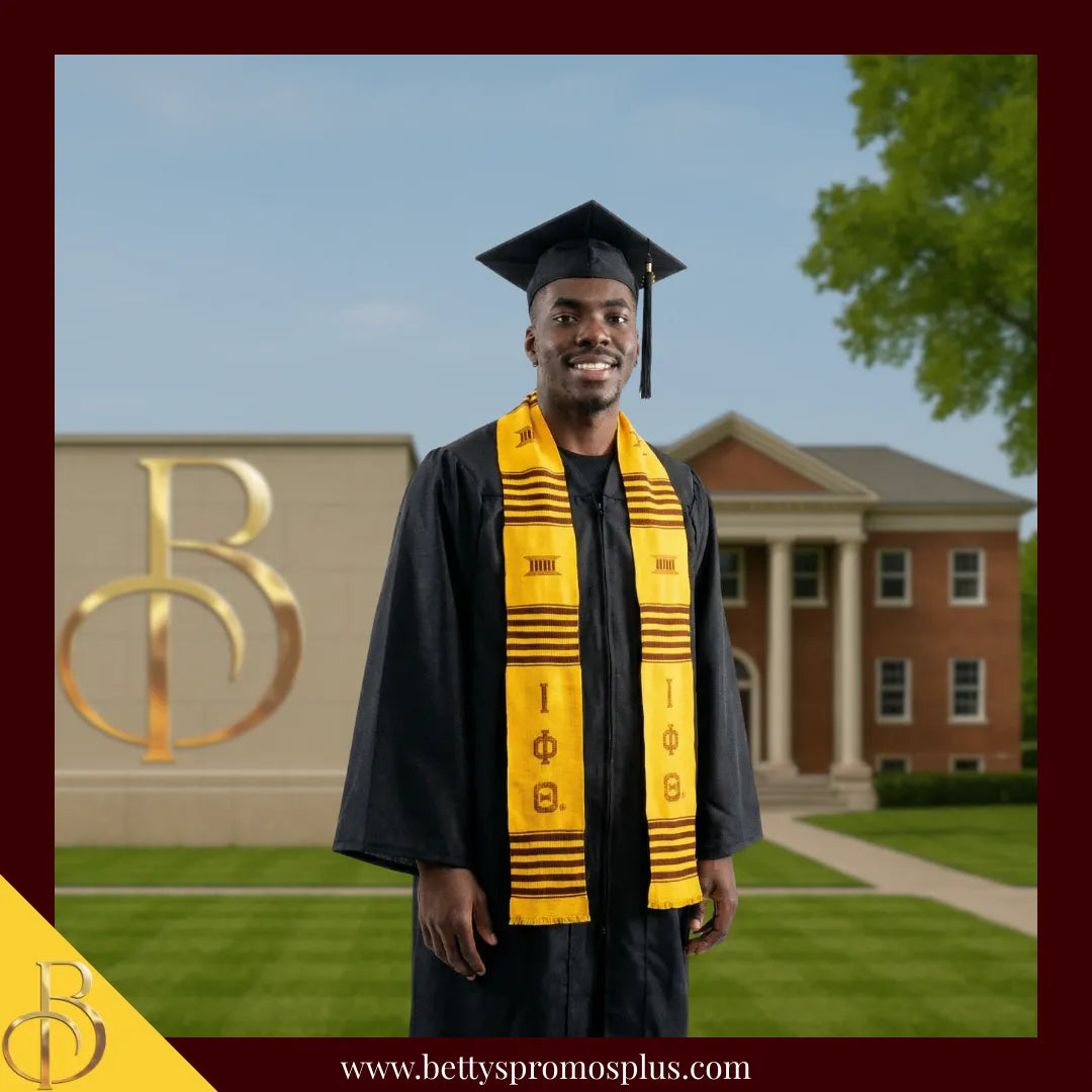 Iota Phi Theta ΙΦΘ Greek Letters Kente Cloth Graduation Stole-Iota Phi Theta Paraphernalia-Iota Phi Theta Graduation Stole-Betty's Promos Plus