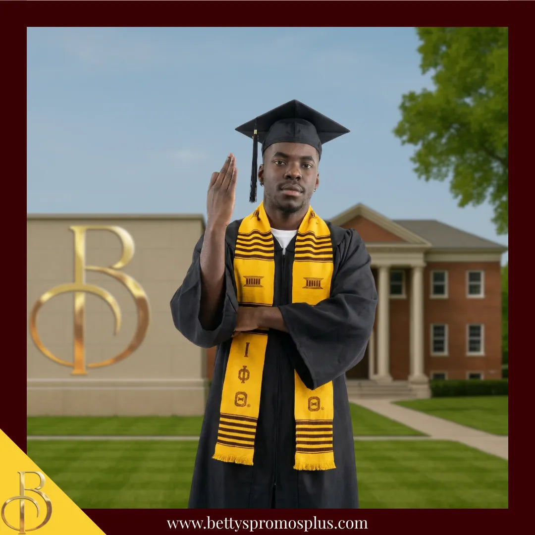 Iota Phi Theta ΙΦΘ Greek Letters Kente Cloth Graduation Stole-Iota Phi Theta Paraphernalia-Iota Phi Theta Graduation Stole-Betty's Promos Plus