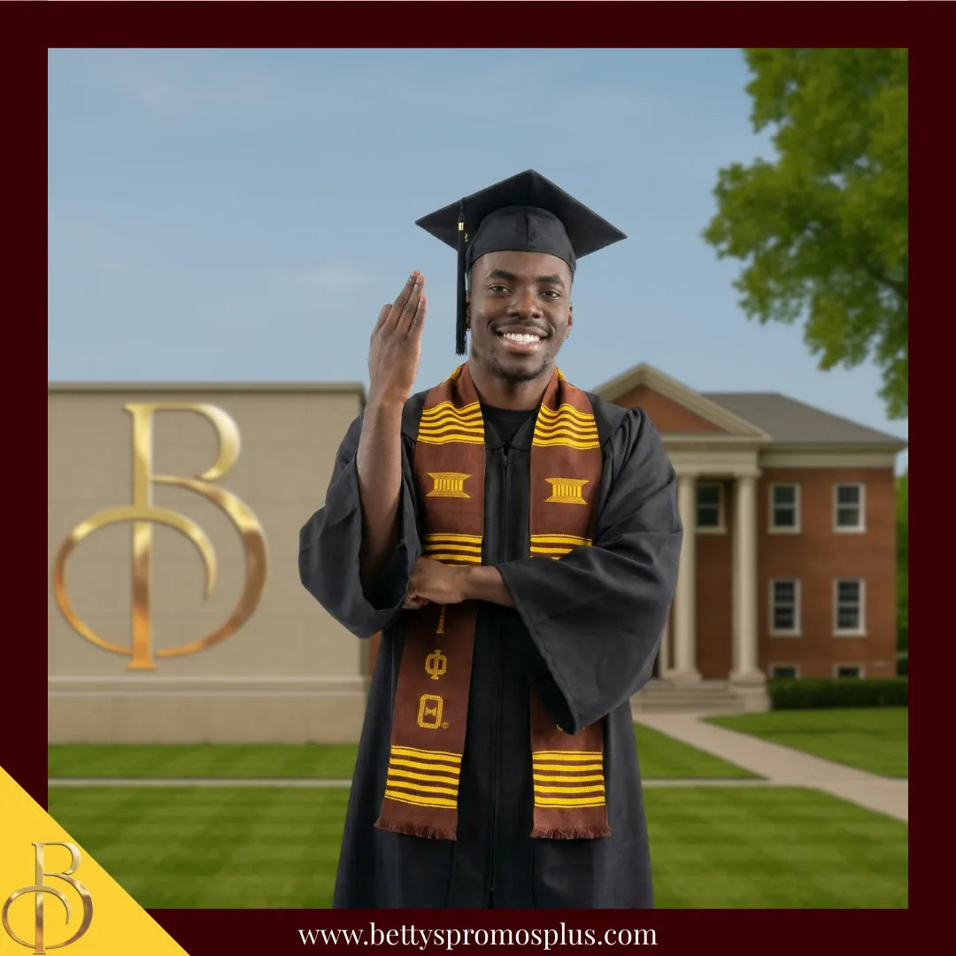 Iota Phi Theta ΙΦΘ Greek Letters Kente Cloth Graduation Stole-Iota Phi Theta Paraphernalia-Iota Phi Theta Graduation Stole-Betty's Promos Plus
