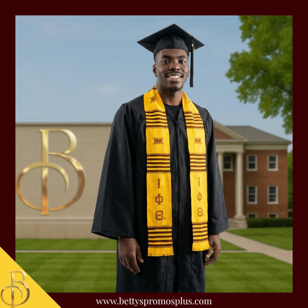 Iota Phi Theta ΙΦΘ Greek Letters Kente Cloth Graduation Stole-Iota Phi Theta Paraphernalia-Iota Phi Theta Graduation Stole-Betty's Promos Plus
