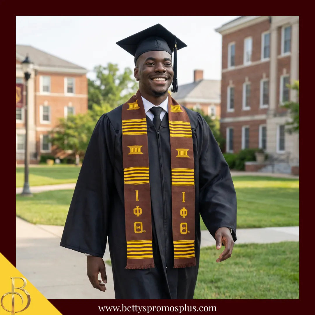Iota Phi Theta ΙΦΘ Greek Letters Kente Cloth Graduation Stole-Iota Phi Theta Paraphernalia-Iota Phi Theta Graduation Stole-Betty's Promos Plus