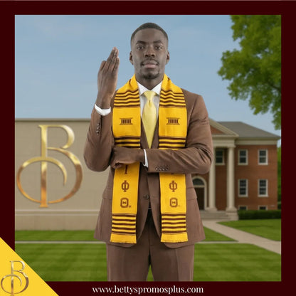 Iota Phi Theta ΙΦΘ Greek Letters Kente Cloth Graduation Stole-Iota Phi Theta Paraphernalia-Iota Phi Theta Graduation Stole-Betty's Promos Plus
