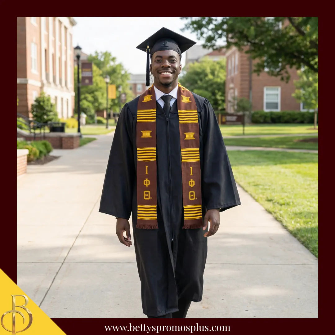 Iota Phi Theta ΙΦΘ Greek Letters Kente Cloth Graduation Stole-Iota Phi Theta Paraphernalia-Iota Phi Theta Graduation Stole-Betty's Promos Plus