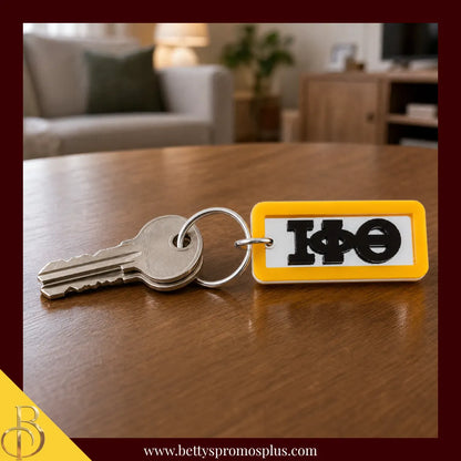 Iota Phi Theta ΙΦΘ Greek Letters Rectangular Acrylic Mirror Keychain with Gold Trim-Iota Phi Theta Paraphernalia-Iota Phi Theta Keychain-Betty's Promos Plus